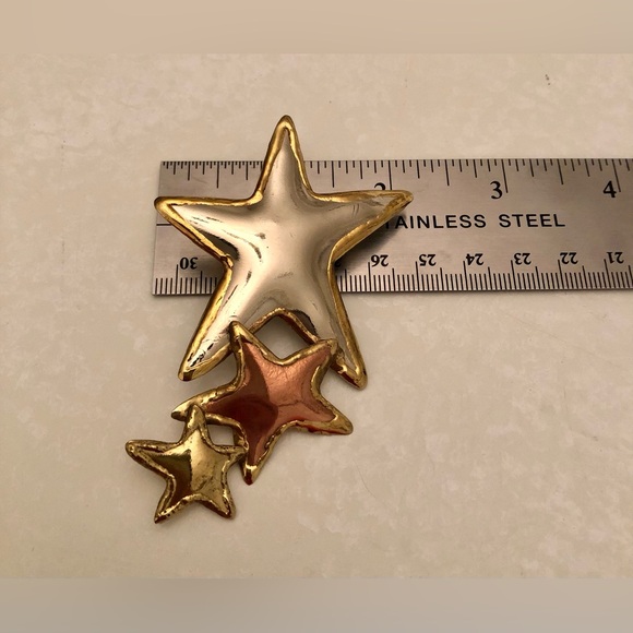 Vintage Mixed Metals Shooting Stars Brooch/Pendant - Picture 7 of 10